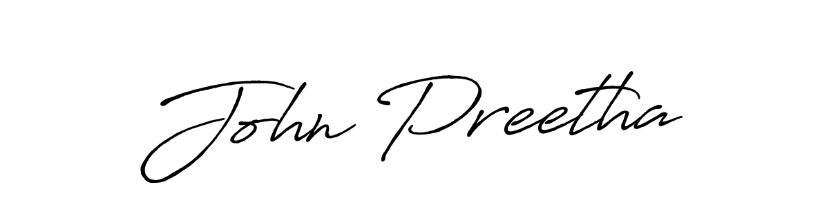 How to make John Preetha name signature. Use Antro_Vectra_Bolder style for creating short signs online. This is the latest handwritten sign. John Preetha signature style 7 images and pictures png