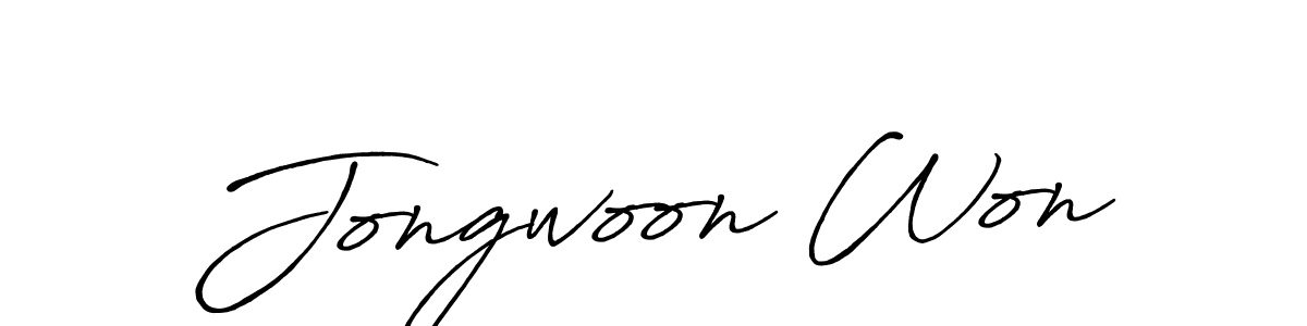 Jongwoon Won stylish signature style. Best Handwritten Sign (Antro_Vectra_Bolder) for my name. Handwritten Signature Collection Ideas for my name Jongwoon Won. Jongwoon Won signature style 7 images and pictures png