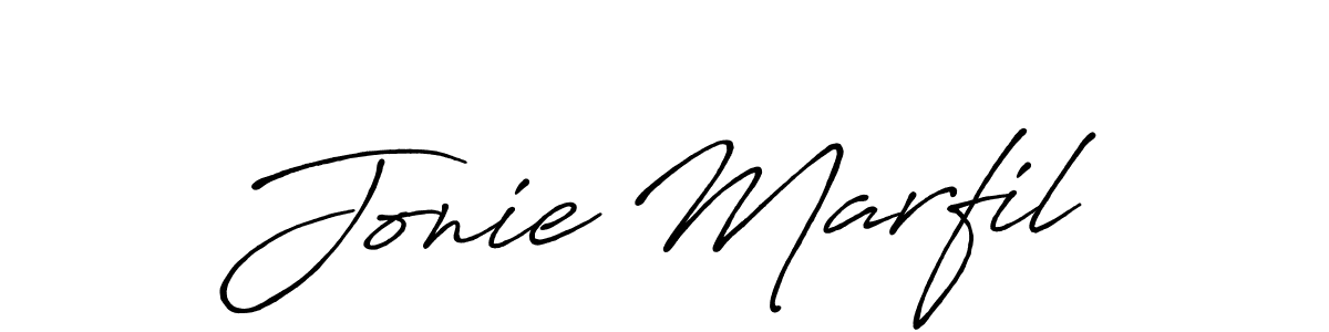 Make a beautiful signature design for name Jonie Marfil. With this signature (Antro_Vectra_Bolder) style, you can create a handwritten signature for free. Jonie Marfil signature style 7 images and pictures png