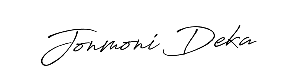 How to make Jonmoni Deka name signature. Use Antro_Vectra_Bolder style for creating short signs online. This is the latest handwritten sign. Jonmoni Deka signature style 7 images and pictures png