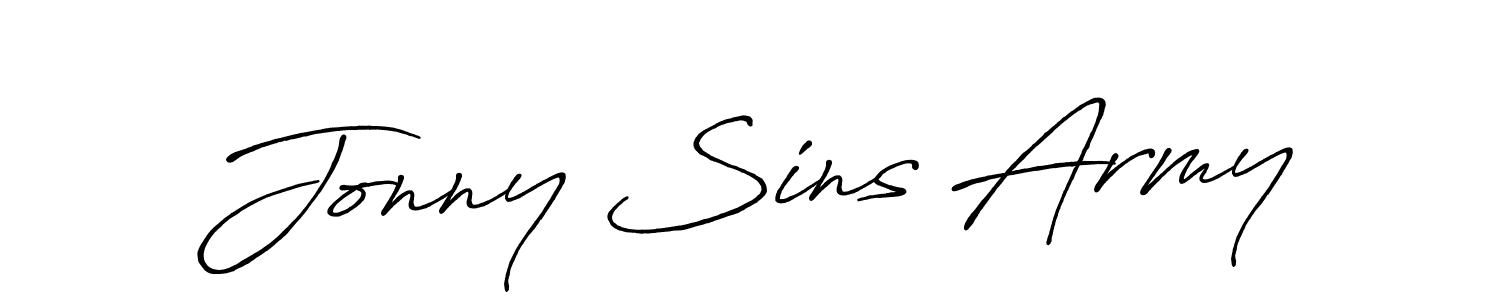 Use a signature maker to create a handwritten signature online. With this signature software, you can design (Antro_Vectra_Bolder) your own signature for name Jonny Sins Army. Jonny Sins Army signature style 7 images and pictures png