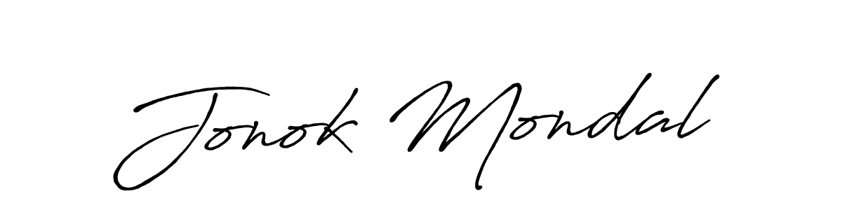 How to make Jonok Mondal name signature. Use Antro_Vectra_Bolder style for creating short signs online. This is the latest handwritten sign. Jonok Mondal signature style 7 images and pictures png