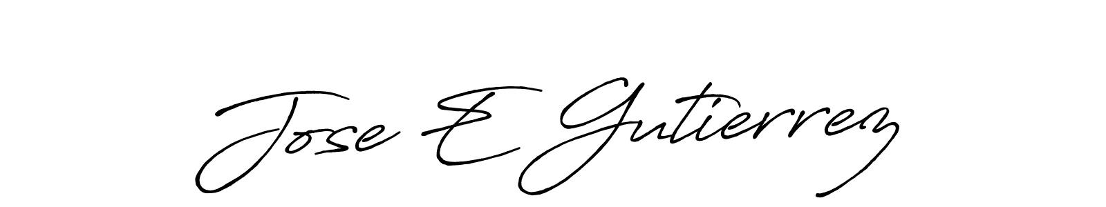 How to make Jose E Gutierrez name signature. Use Antro_Vectra_Bolder style for creating short signs online. This is the latest handwritten sign. Jose E Gutierrez signature style 7 images and pictures png