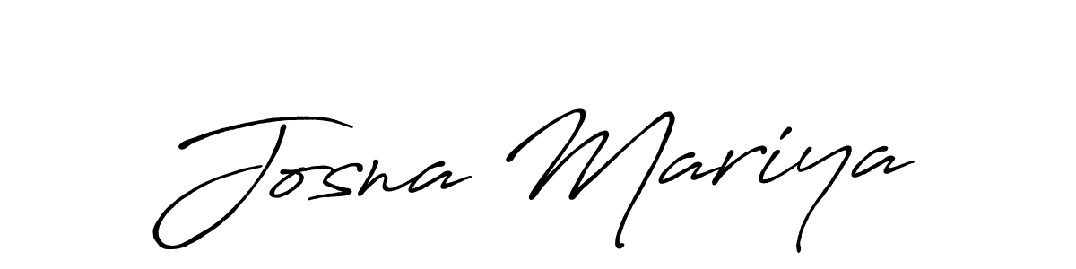 Create a beautiful signature design for name Josna Mariya. With this signature (Antro_Vectra_Bolder) fonts, you can make a handwritten signature for free. Josna Mariya signature style 7 images and pictures png