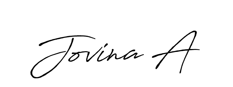 How to make Jovina A name signature. Use Antro_Vectra_Bolder style for creating short signs online. This is the latest handwritten sign. Jovina A signature style 7 images and pictures png