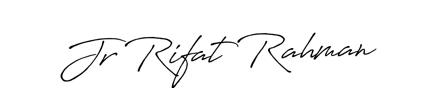 Use a signature maker to create a handwritten signature online. With this signature software, you can design (Antro_Vectra_Bolder) your own signature for name Jr Rifat Rahman. Jr Rifat Rahman signature style 7 images and pictures png