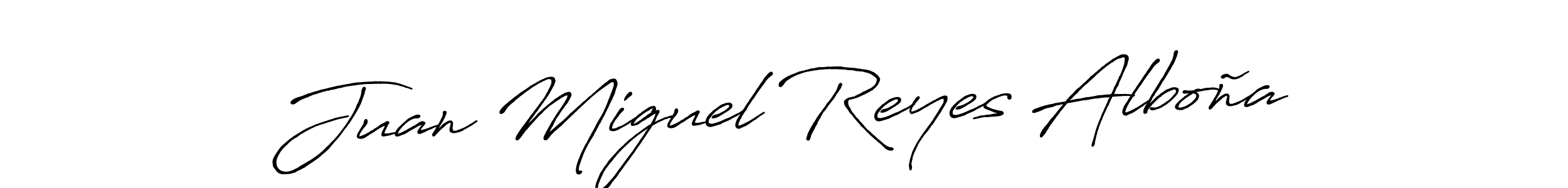 Design your own signature with our free online signature maker. With this signature software, you can create a handwritten (Antro_Vectra_Bolder) signature for name Juan Miguel Reyes Alboña. Juan Miguel Reyes Alboña signature style 7 images and pictures png