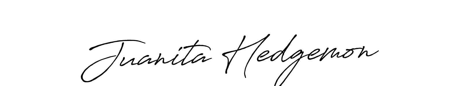Make a beautiful signature design for name Juanita Hedgemon. With this signature (Antro_Vectra_Bolder) style, you can create a handwritten signature for free. Juanita Hedgemon signature style 7 images and pictures png