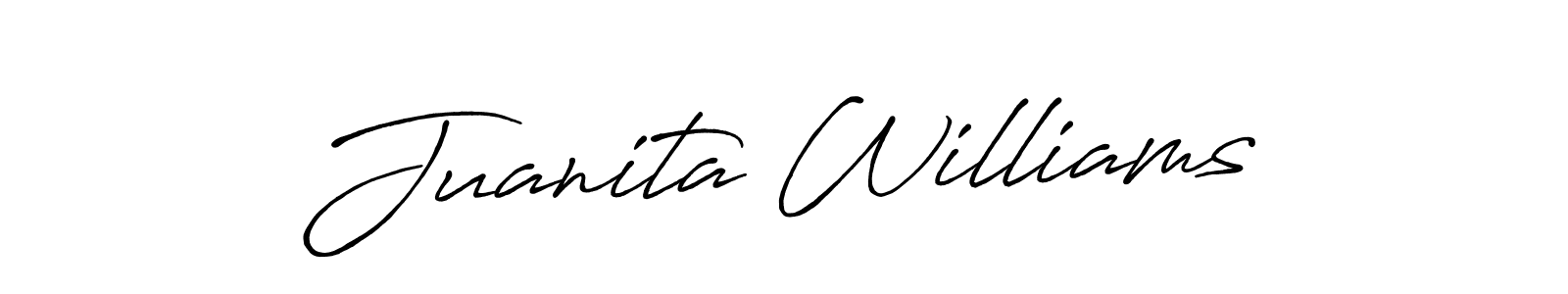 Design your own signature with our free online signature maker. With this signature software, you can create a handwritten (Antro_Vectra_Bolder) signature for name Juanita Williams. Juanita Williams signature style 7 images and pictures png