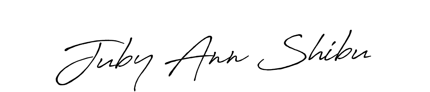 Make a beautiful signature design for name Juby Ann Shibu. With this signature (Antro_Vectra_Bolder) style, you can create a handwritten signature for free. Juby Ann Shibu signature style 7 images and pictures png