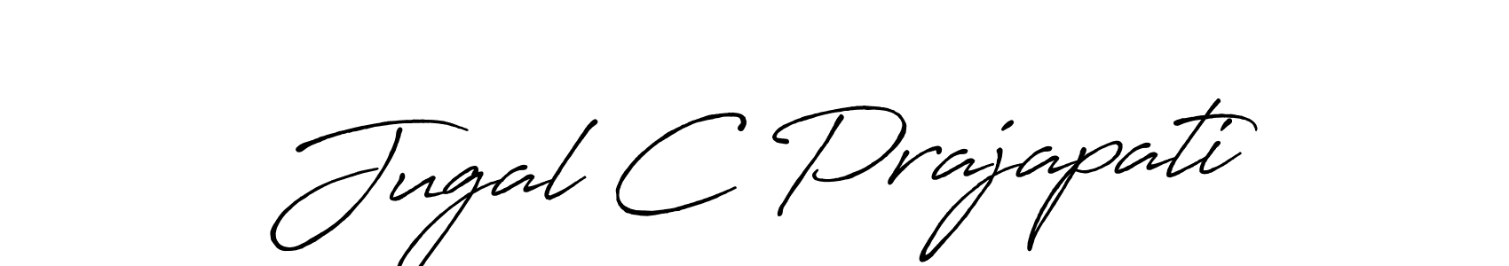 How to make Jugal C Prajapati name signature. Use Antro_Vectra_Bolder style for creating short signs online. This is the latest handwritten sign. Jugal C Prajapati signature style 7 images and pictures png