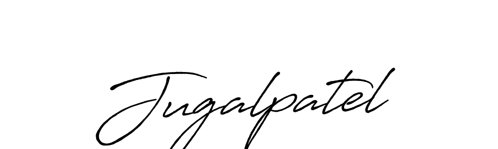 Make a beautiful signature design for name Jugalpatel. With this signature (Antro_Vectra_Bolder) style, you can create a handwritten signature for free. Jugalpatel signature style 7 images and pictures png