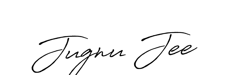 How to make Jugnu Jee name signature. Use Antro_Vectra_Bolder style for creating short signs online. This is the latest handwritten sign. Jugnu Jee signature style 7 images and pictures png