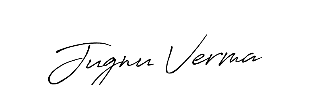 Antro_Vectra_Bolder is a professional signature style that is perfect for those who want to add a touch of class to their signature. It is also a great choice for those who want to make their signature more unique. Get Jugnu Verma name to fancy signature for free. Jugnu Verma signature style 7 images and pictures png