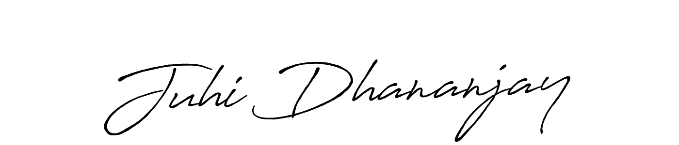 Antro_Vectra_Bolder is a professional signature style that is perfect for those who want to add a touch of class to their signature. It is also a great choice for those who want to make their signature more unique. Get Juhi Dhananjay name to fancy signature for free. Juhi Dhananjay signature style 7 images and pictures png