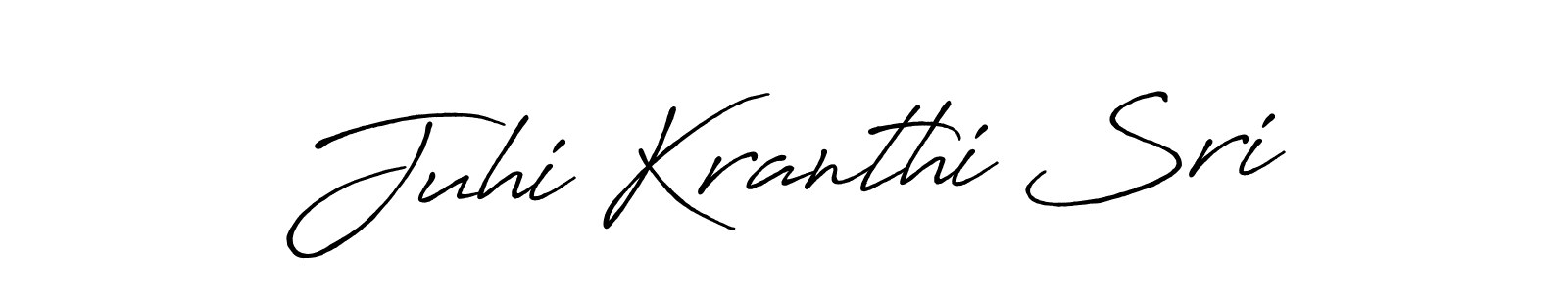Use a signature maker to create a handwritten signature online. With this signature software, you can design (Antro_Vectra_Bolder) your own signature for name Juhi Kranthi Sri. Juhi Kranthi Sri signature style 7 images and pictures png