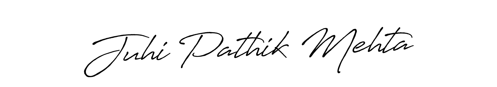 Juhi Pathik Mehta stylish signature style. Best Handwritten Sign (Antro_Vectra_Bolder) for my name. Handwritten Signature Collection Ideas for my name Juhi Pathik Mehta. Juhi Pathik Mehta signature style 7 images and pictures png