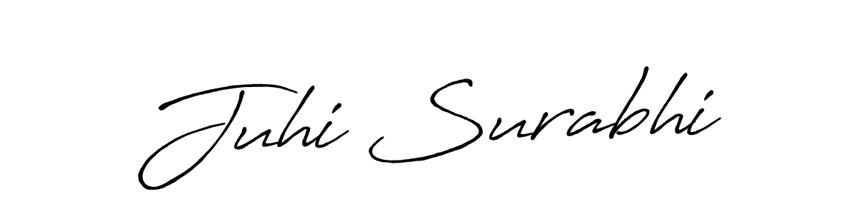 Make a beautiful signature design for name Juhi Surabhi. With this signature (Antro_Vectra_Bolder) style, you can create a handwritten signature for free. Juhi Surabhi signature style 7 images and pictures png