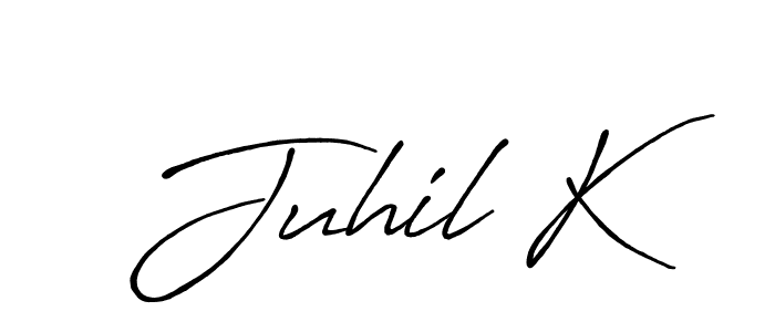 How to make Juhil K signature? Antro_Vectra_Bolder is a professional autograph style. Create handwritten signature for Juhil K name. Juhil K signature style 7 images and pictures png