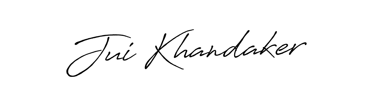 if you are searching for the best signature style for your name Jui Khandaker. so please give up your signature search. here we have designed multiple signature styles  using Antro_Vectra_Bolder. Jui Khandaker signature style 7 images and pictures png