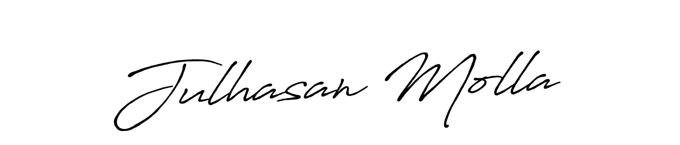 Make a beautiful signature design for name Julhasan Molla. With this signature (Antro_Vectra_Bolder) style, you can create a handwritten signature for free. Julhasan Molla signature style 7 images and pictures png