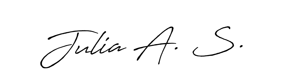 The best way (Antro_Vectra_Bolder) to make a short signature is to pick only two or three words in your name. The name Julia A. S. include a total of six letters. For converting this name. Julia A. S. signature style 7 images and pictures png