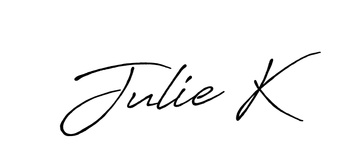 Make a beautiful signature design for name Julie K. With this signature (Antro_Vectra_Bolder) style, you can create a handwritten signature for free. Julie K signature style 7 images and pictures png