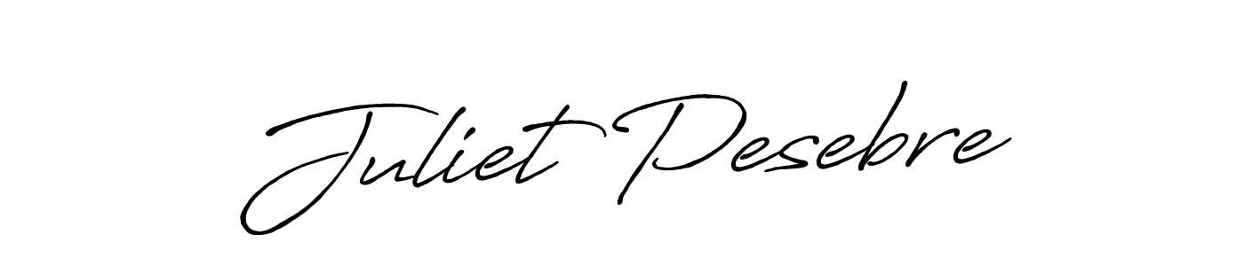 Make a beautiful signature design for name Juliet Pesebre. With this signature (Antro_Vectra_Bolder) style, you can create a handwritten signature for free. Juliet Pesebre signature style 7 images and pictures png