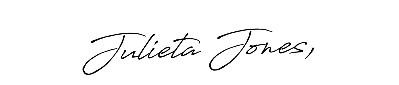 Make a short Julieta Jones, signature style. Manage your documents anywhere anytime using Antro_Vectra_Bolder. Create and add eSignatures, submit forms, share and send files easily. Julieta Jones, signature style 7 images and pictures png