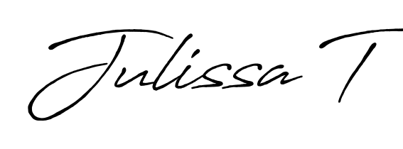 How to make Julissa T name signature. Use Antro_Vectra_Bolder style for creating short signs online. This is the latest handwritten sign. Julissa T signature style 7 images and pictures png