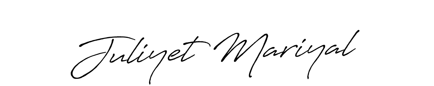 How to make Juliyet Mariyal name signature. Use Antro_Vectra_Bolder style for creating short signs online. This is the latest handwritten sign. Juliyet Mariyal signature style 7 images and pictures png