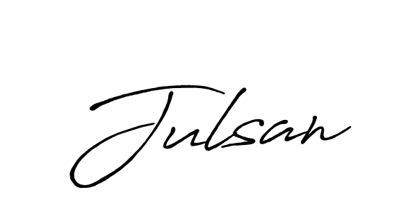 The best way (Antro_Vectra_Bolder) to make a short signature is to pick only two or three words in your name. The name Julsan include a total of six letters. For converting this name. Julsan signature style 7 images and pictures png