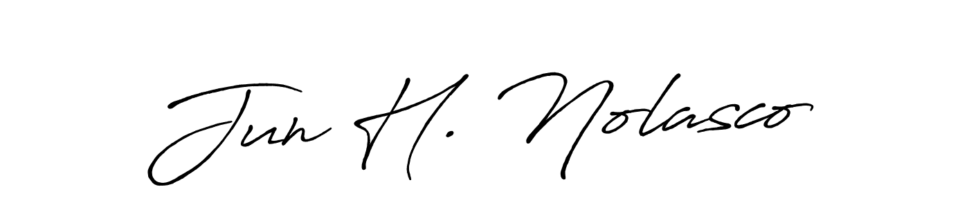 You should practise on your own different ways (Antro_Vectra_Bolder) to write your name (Jun H. Nolasco) in signature. don't let someone else do it for you. Jun H. Nolasco signature style 7 images and pictures png