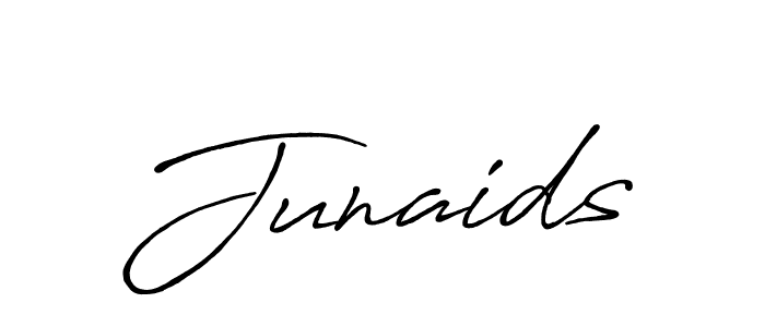 Use a signature maker to create a handwritten signature online. With this signature software, you can design (Antro_Vectra_Bolder) your own signature for name Junaids. Junaids signature style 7 images and pictures png