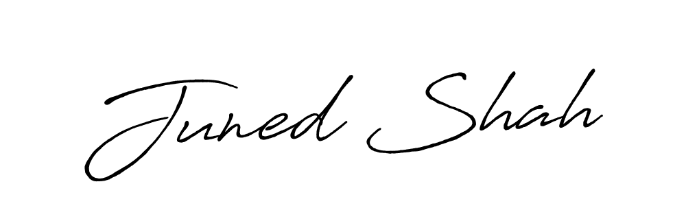 How to make Juned Shah name signature. Use Antro_Vectra_Bolder style for creating short signs online. This is the latest handwritten sign. Juned Shah signature style 7 images and pictures png