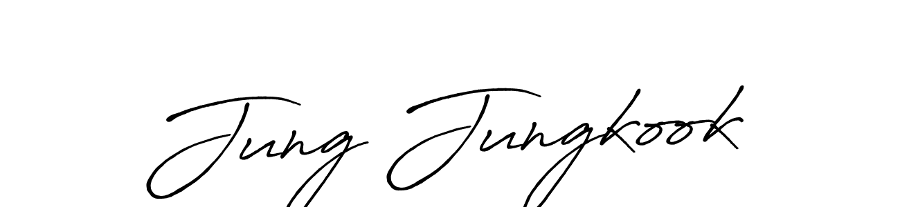 Make a beautiful signature design for name Jung Jungkook. With this signature (Antro_Vectra_Bolder) style, you can create a handwritten signature for free. Jung Jungkook signature style 7 images and pictures png