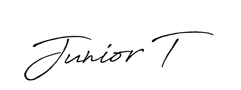 Similarly Antro_Vectra_Bolder is the best handwritten signature design. Signature creator online .You can use it as an online autograph creator for name Junior T. Junior T signature style 7 images and pictures png