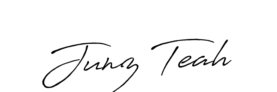 Use a signature maker to create a handwritten signature online. With this signature software, you can design (Antro_Vectra_Bolder) your own signature for name Junz Teah. Junz Teah signature style 7 images and pictures png