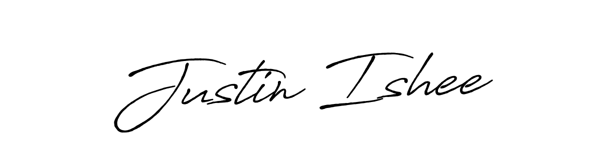 Justin Ishee stylish signature style. Best Handwritten Sign (Antro_Vectra_Bolder) for my name. Handwritten Signature Collection Ideas for my name Justin Ishee. Justin Ishee signature style 7 images and pictures png