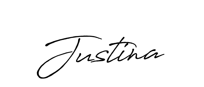 Create a beautiful signature design for name Justina. With this signature (Antro_Vectra_Bolder) fonts, you can make a handwritten signature for free. Justina signature style 7 images and pictures png