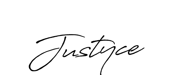 Make a beautiful signature design for name Justyce. With this signature (Antro_Vectra_Bolder) style, you can create a handwritten signature for free. Justyce signature style 7 images and pictures png