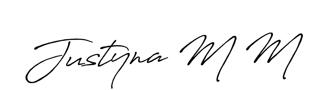 Design your own signature with our free online signature maker. With this signature software, you can create a handwritten (Antro_Vectra_Bolder) signature for name Justyna M M. Justyna M M signature style 7 images and pictures png