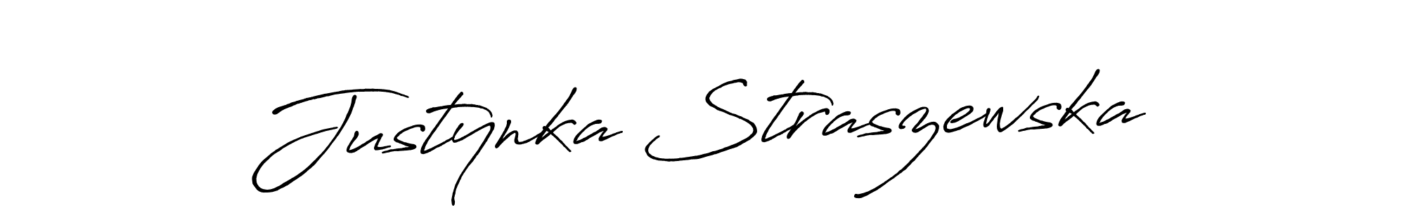 How to make Justynka Straszewska name signature. Use Antro_Vectra_Bolder style for creating short signs online. This is the latest handwritten sign. Justynka Straszewska signature style 7 images and pictures png