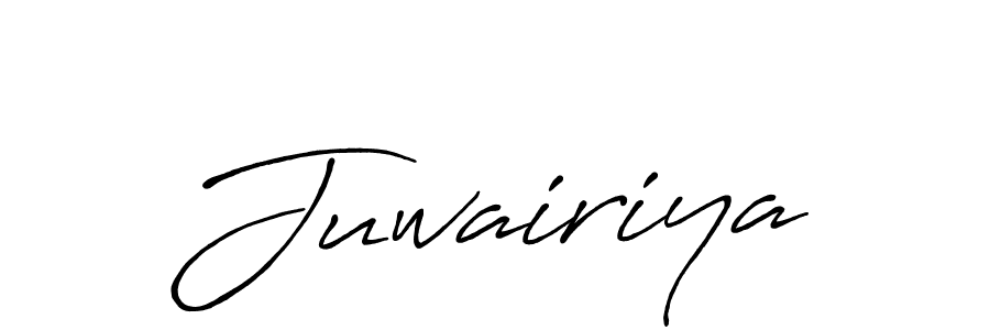 Create a beautiful signature design for name Juwairiya. With this signature (Antro_Vectra_Bolder) fonts, you can make a handwritten signature for free. Juwairiya signature style 7 images and pictures png