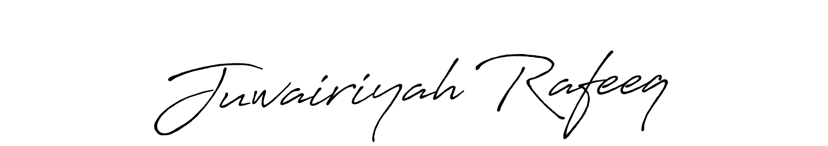 Create a beautiful signature design for name Juwairiyah Rafeeq. With this signature (Antro_Vectra_Bolder) fonts, you can make a handwritten signature for free. Juwairiyah Rafeeq signature style 7 images and pictures png