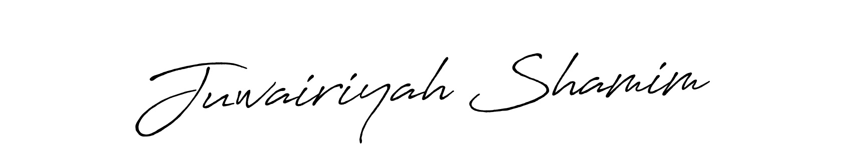 How to make Juwairiyah Shamim name signature. Use Antro_Vectra_Bolder style for creating short signs online. This is the latest handwritten sign. Juwairiyah Shamim signature style 7 images and pictures png