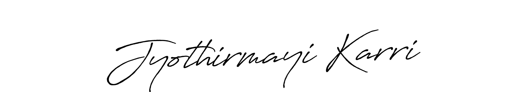 How to make Jyothirmayi Karri name signature. Use Antro_Vectra_Bolder style for creating short signs online. This is the latest handwritten sign. Jyothirmayi Karri signature style 7 images and pictures png