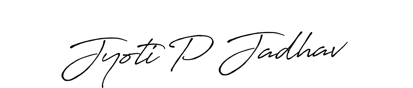 Make a beautiful signature design for name Jyoti P Jadhav. With this signature (Antro_Vectra_Bolder) style, you can create a handwritten signature for free. Jyoti P Jadhav signature style 7 images and pictures png