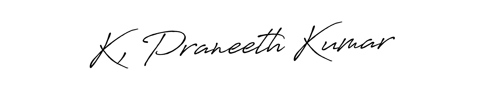 Create a beautiful signature design for name K, Praneeth Kumar. With this signature (Antro_Vectra_Bolder) fonts, you can make a handwritten signature for free. K, Praneeth Kumar signature style 7 images and pictures png