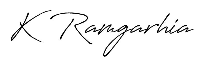 Upgrade your professional image with K  Ramgarhia signature created with Antro_Vectra_Bolder font. Fast, free, and watermark-free download. K  Ramgarhia signature style 7 images and pictures png
